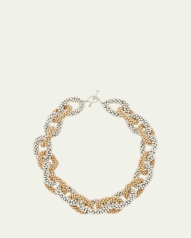 Sterling Silver and 14K Gold Link Necklace